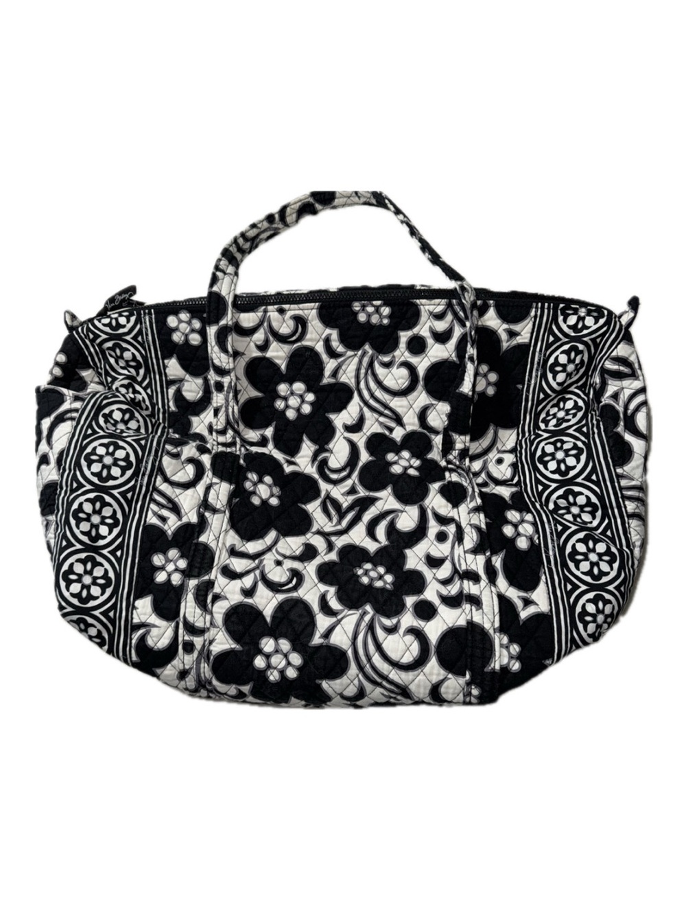 Vera Bradley Black & White Floral Quilted duffel Bag